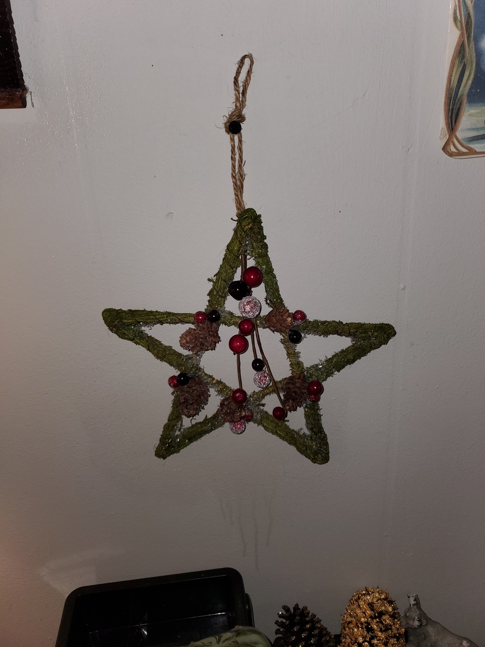 Handcrafted Moss-Covered Star Holiday Ornament Set Of All 3